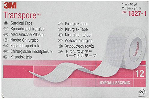 3M Transpore Surgical Tape - 1 inch x 10 yd Roll - #1527-1 - one roll