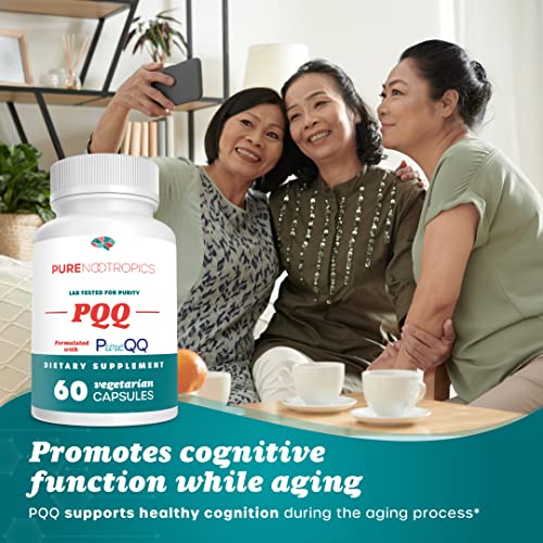Pure Nootropics -PQQ (Pyrroloquinoline Quinone) 20mg Capsule | 60 Veg Caps Value Pack | Supports Mitochondrial Function & REDOX (Reduction-Oxidation)