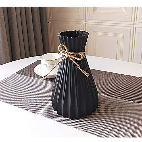 Houkiper Plastic vase, Vases for Flowers Ceramic Look Unbreakable Home Decoration Vase European Wedding for Home Decor, Living Room, Table, Home, Office Black