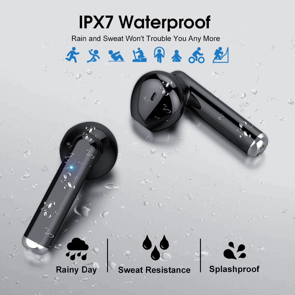 Wireless Earbuds Bluetooth 5.3 Headphones with 4-Mics Clear Call and ENC Noise Cancelling, Bluetooth Earbuds Touch Control Stereo Sound with LED Display, Waterproof Running Headphones for Workout