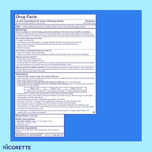 Nicorette 2mg Nicotine Gum to Quit Smoking , Unflavored, Original, 170 Count