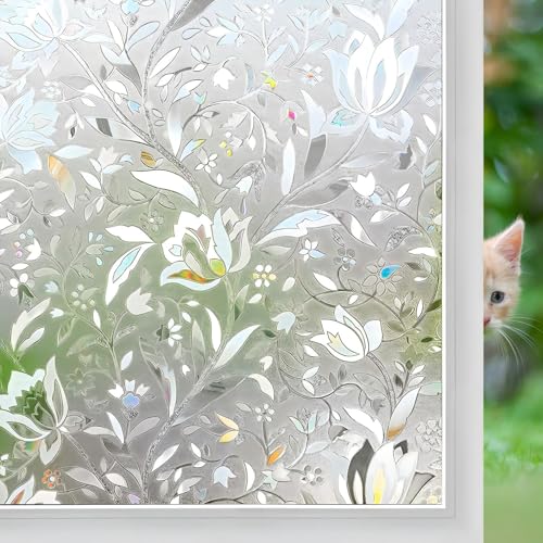 Niviy Etched Lace Window Film Static Window Cling Glass Door Decals Frosted Glass Window Clings for Privacy 17.7 by 78.7 Inches