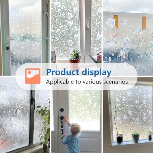 Niviy Etched Lace Window Film Static Window Cling Glass Door Decals Frosted Glass Window Clings for Privacy 17.7 by 78.7 Inches