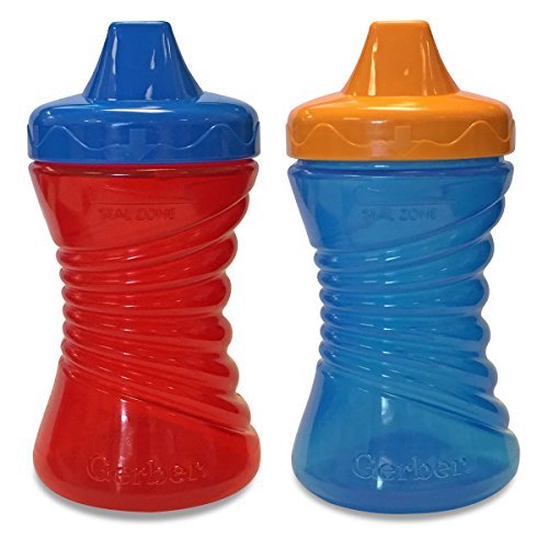 Gerber Graduates Fun Grips Hard Spout Spill Proof Sippy Cup (Colors may vary), 10-Ounce, 2 cups – BPA Free, Spill Proof Sippy Cup
