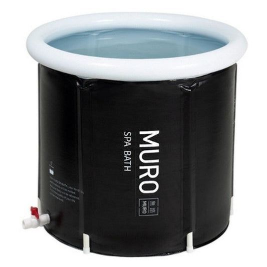 MURO Portable Bathtub for Adults, Foldable Freestanding Spa Bathtub for Soaking in Shower Stall, 3 Layer for Insulation, Black, Includes Bonus Cushion