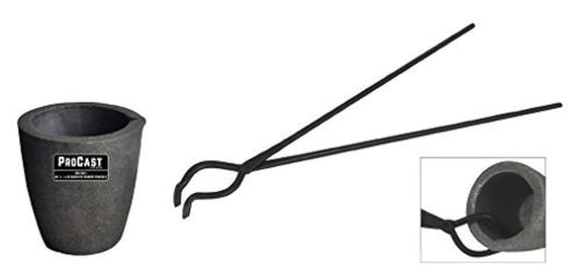 No 3-4 Kg Clay Graphite Foundry Crucible Kit w/ 19" Hinge-Style Foundry Crucible Tongs Gold Silver Metal Refining Casting Tool