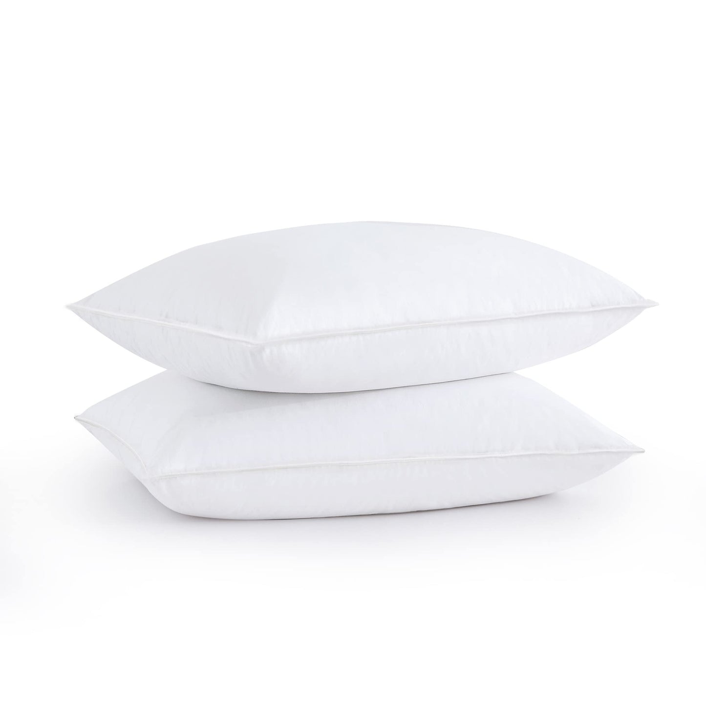 puredown Natural White Goose Feather Down Pillow Egyptian Cotton Cover 500 Fill Power King Size Set of 2
