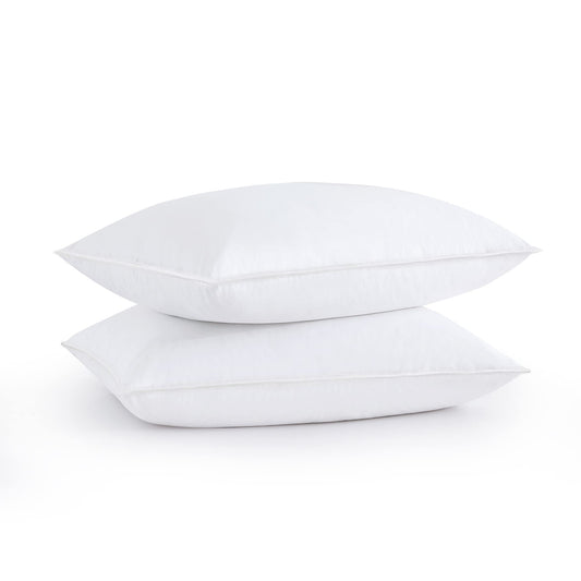puredown Natural White Goose Feather Down Pillow Egyptian Cotton Cover 500 Fill Power King Size Set of 2