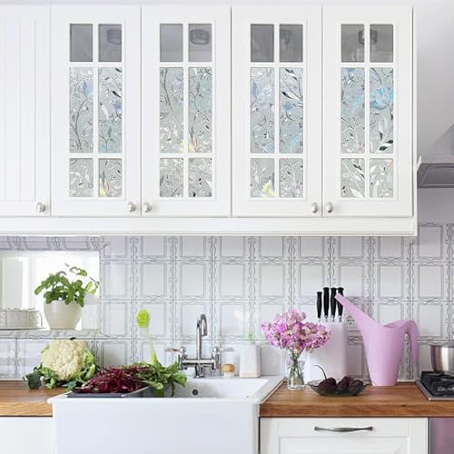 Niviy Etched Lace Window Film Static Window Cling Glass Door Decals Frosted Glass Window Clings for Privacy 17.7 by 78.7 Inches