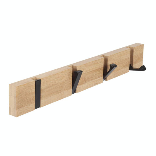 JSVER Wooden Coat Hooks Coat Rack Wall Mounted, Modern Coat Rack, Space-Saving Coat Hook with 4 Standard Retractable Hooks Hat Coat Hook for Entryway, Hallway, Bathroom, Living Room, Bedroom