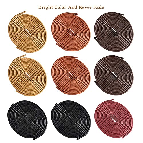 Smaior 9 Pairs Dress Shoe Laces, Colored Waxed Round Oxford Shoelaces for Dress Shoes Chukka 3/32Inch Thin