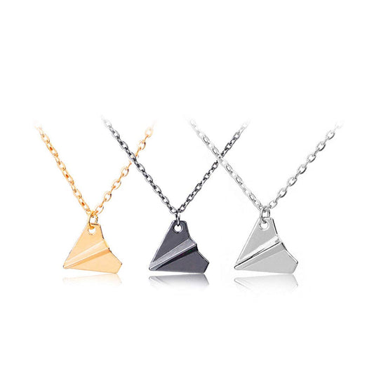 Cute Paper Airplane Plane Pendant Necklace Travel Trip Aircraft Jewelry for Women Mens-3Pcs Paper Plane