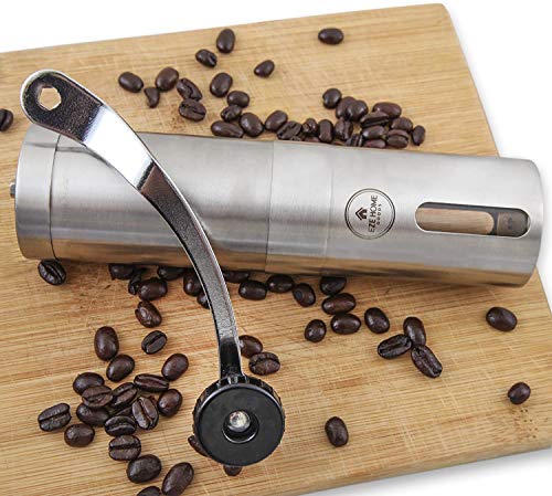 EZE Homegoods Hand Coffee Mill Grinder with Conical Ceramic Burr | Consistent Grind Every Time, Professional Grade, Stainless Steel, Lightweight and Portable, Heavy Duty Extra Long Hand Crank