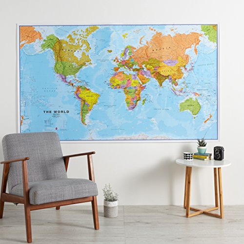 Maps International Giant World Map Poster – Mega-Map of The World – Front Lamination - 46 x 80