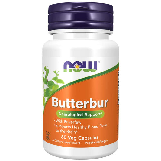 NOW Foods Supplements, Butterbur with Feverfew, Neurological Support*, 60 Veg Capsules