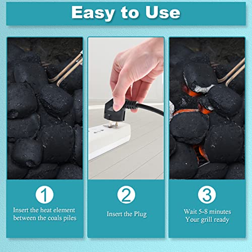 KITOSUN Electric Charcoal Starter 600W – Superior BBQ Grill Fireplace Coal Lighter Easy & Quick Ignite Briquettes |No Sparks or Flames | 304 Stainless Steel Coils Elements 5ft Long Cable (600W)