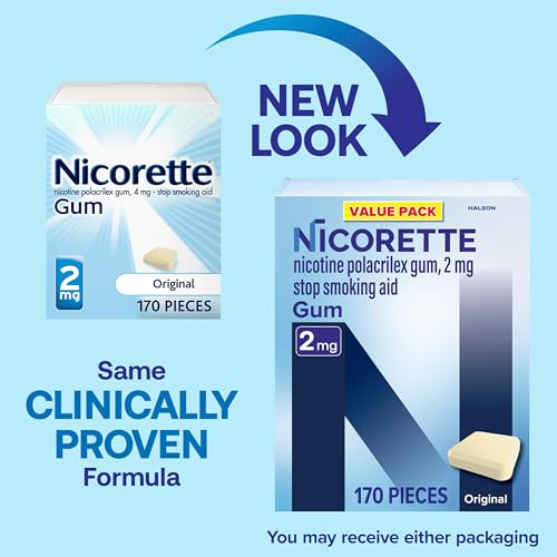 Nicorette 2mg Nicotine Gum to Quit Smoking , Unflavored, Original, 170 Count