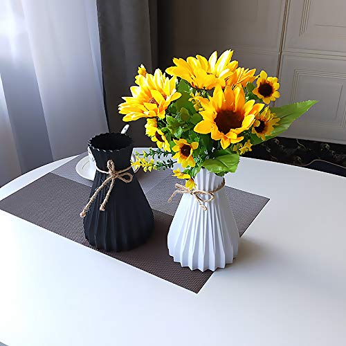 Houkiper Plastic vase, Vases for Flowers Ceramic Look Unbreakable Home Decoration Vase European Wedding for Home Decor, Living Room, Table, Home, Office Black