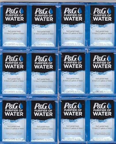 P&G Purifier of Water Portable Water Purifier Packets. Emergency Water Filter Purification Powder Packs for Camping, Hiking, Backpacking, Hunting, and Traveling. (4 Packets)
