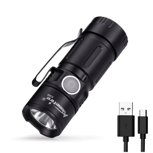 ALONEFIRE X30 Mini LED Flashlight USB Rechargeable Bright Small Torch 5 Modes Portable Pen Light Waterproof Long Battery Life with Tail Magnet, Clip
