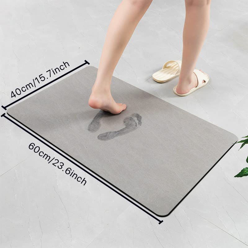 Diatomaceous Earth Bath Mat|Quick Dry Bath Mat|Super Absorbent Bath Mat|Non Slip Bathroom Rugs(Grey 40×60cm)