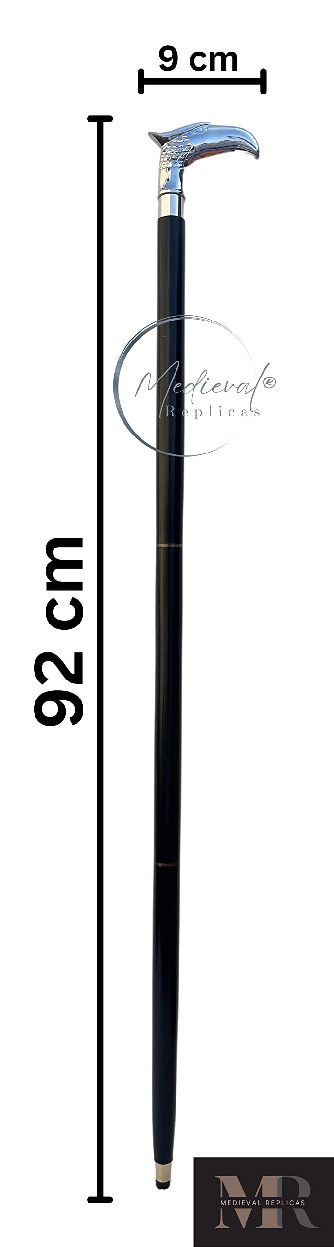 Medieval Replicas Wooden 37" Decorative Walking Cane Walking Stick Premium Quality Rare Eagle Head Decorative Prop with Nickel Plated Brass Handle (Symbol of Power and Strength) Unique Gifts