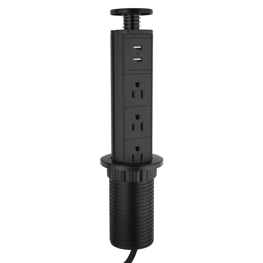 Pop Up Outlet for Kitchen Countertop,2.5" Hole Size Grommet Power Pop Out Outlet with USB,Pulling Pop Up Socket for Home,Office Worktop,Telescoping Power Solution,6ft Power Cord(Black)