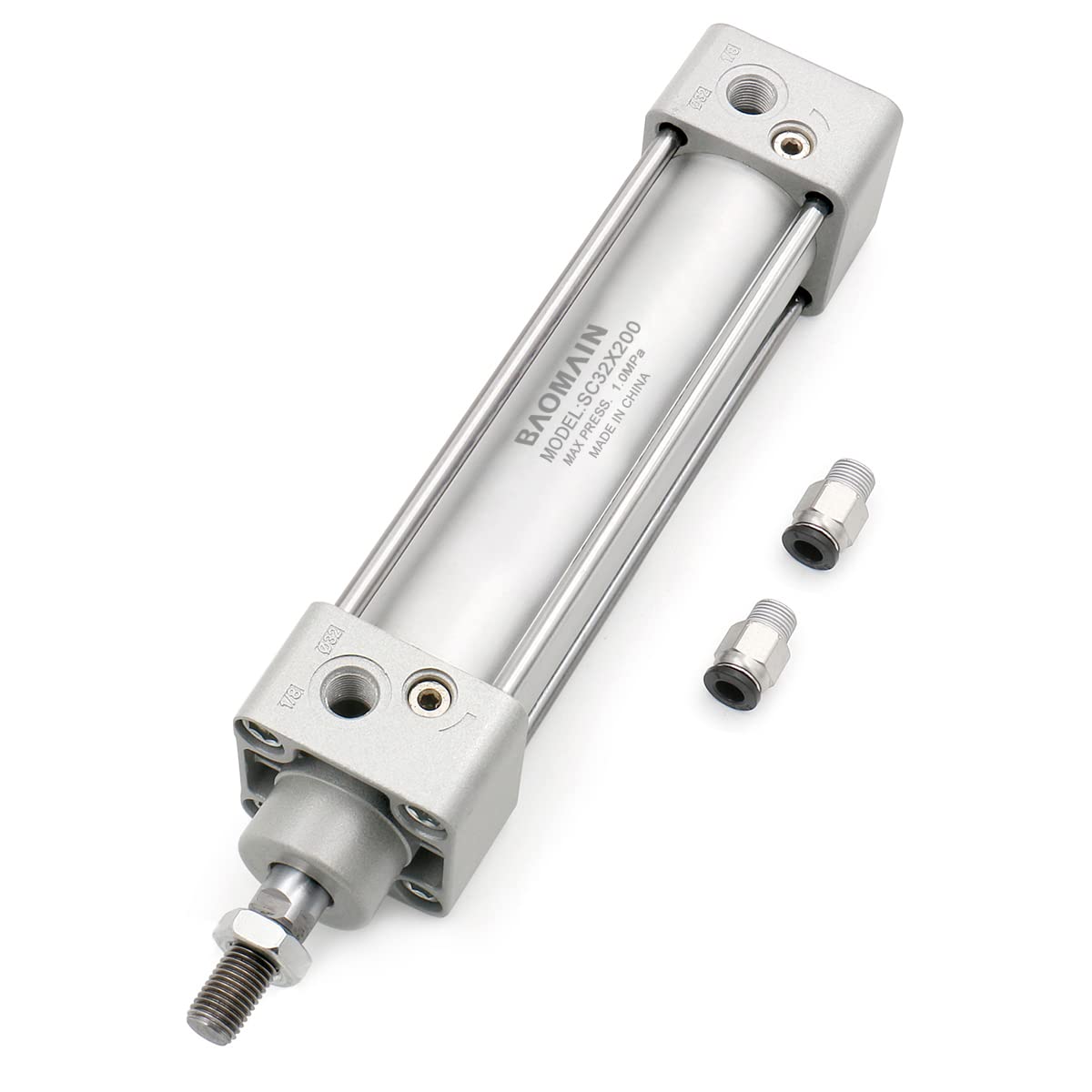 Baomain Pneumatic Air Cylinder SC 32-200 32mm Bore 200mm Stroke Screwed Piston Rod Dual Action (1PCS)
