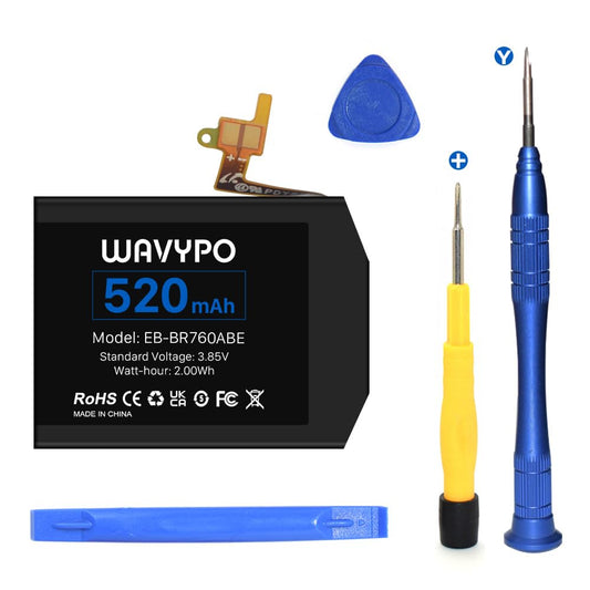 WAVYPO Battery for Samsung Gear S3 Frontier SM-R760 and Gear S3 Classic, 520mAh 3.85V Battery Replacement for SM-R770 BR760 R765 EB-BR760ABE GH43-04699A with Repair Tools kit