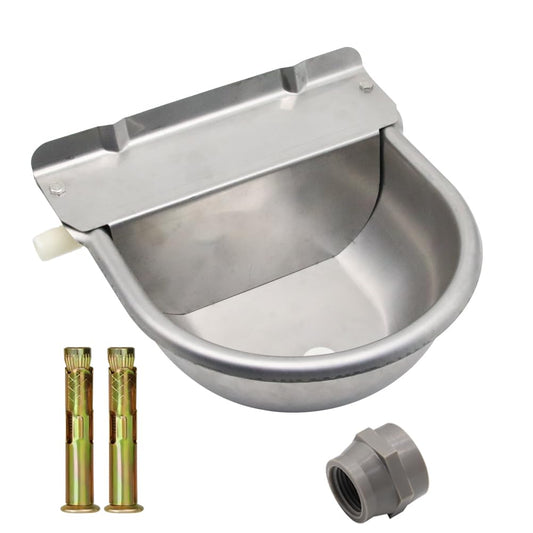 Automatic Horse Waterer Large Livestock Water Bowl 1.35Gal Stainless Steel Trough for Cattle Cow Pig Sheep Pet Dog