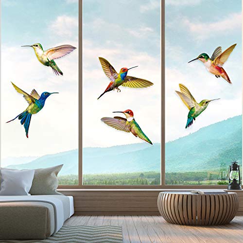 6 Pieces Large Size Hummingbird Window Clings Anti-Collision Window Clings Decals to Prevent Bird Strikes on Window Glass Non