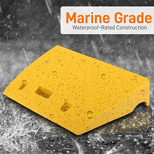 Pyle Portable Lightweight Plastic Curb Ramps - 2PC Heavy Duty Plastic Threshold Ramp Set for Driveway, Loading Dock, Sidewalk, Car, Truck, Scooter, Bike, Motorcycle, Wheelchair Mobility