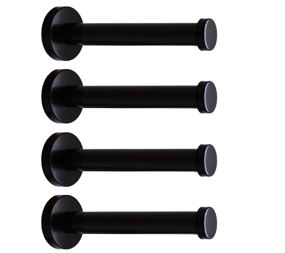 NELXULAS Classic Black Stainless Steel Heavy Duty Wall Mount Hooks, Bath Towel Hooks, Coat Hanger, Handbag Hooks, 4 in Pack (6")