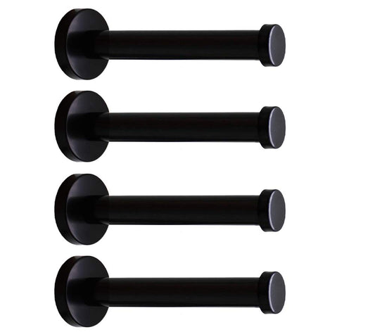 NELXULAS Classic Black Stainless Steel Heavy Duty Wall Mount Hooks, Bath Towel Hooks, Coat Hanger, Handbag Hooks, 4 in Pack (6")