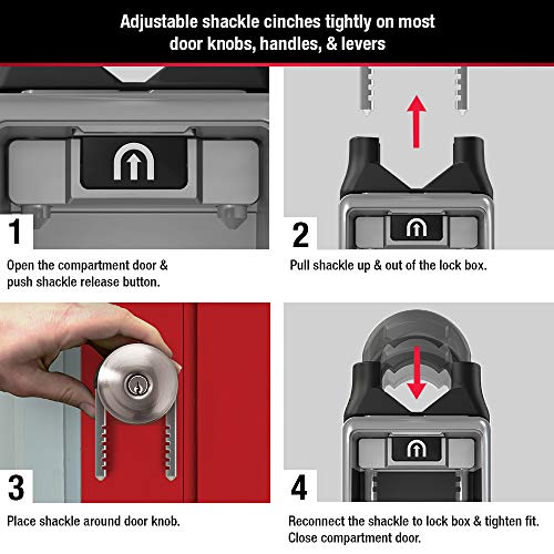 Master Lock Black Portable Key Lock Box with Adjustable Shackle, Set/Reset Combination for Tenants, Guests, Clients, Ideal for Realtors, Landlords or Property Managers, Holds 6 Keys, 5420EC
