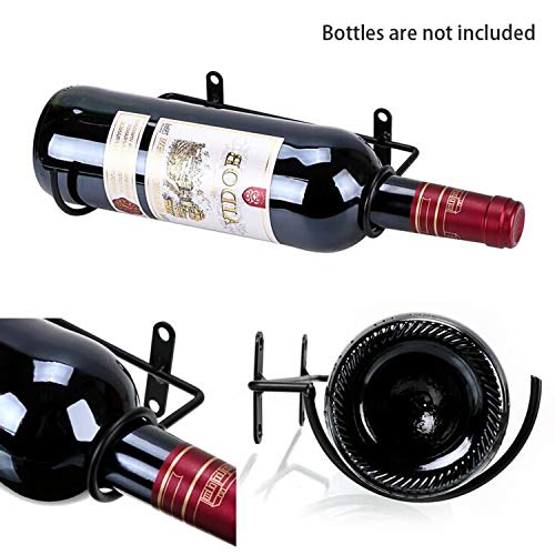 Hipiwe Set of 6 Wall Mounted Wine Rack Holders - Metal Wine Bottle Display Holder with Hardware, Wall Hanging Red Wine Bottle Organizer Racks for Storage Beverages/Liquor Bottle