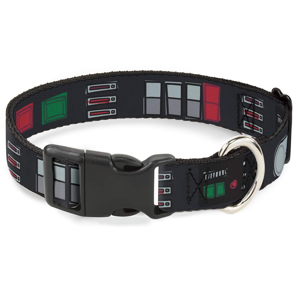 Dog Collar Plastic Clip Star Wars Darth Vader Utility Belt Bounding3 Black Grays Reds 15 to 26 Inches 1.0 Inch Wide
