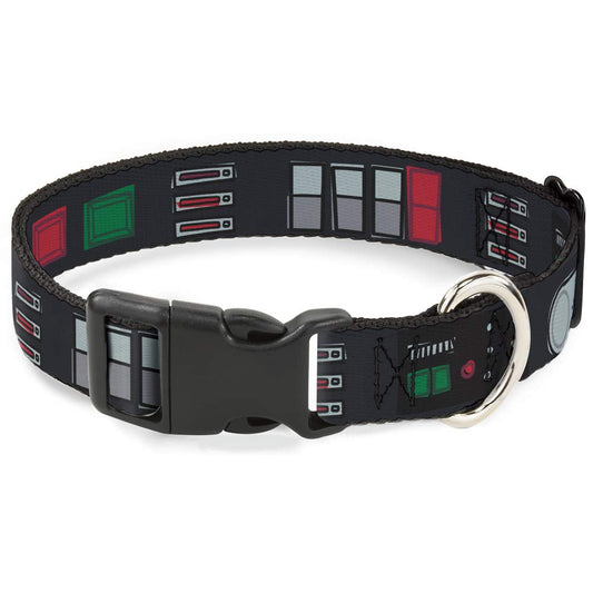 Dog Collar Plastic Clip Star Wars Darth Vader Utility Belt Bounding3 Black Grays Reds 15 to 26 Inches 1.0 Inch Wide