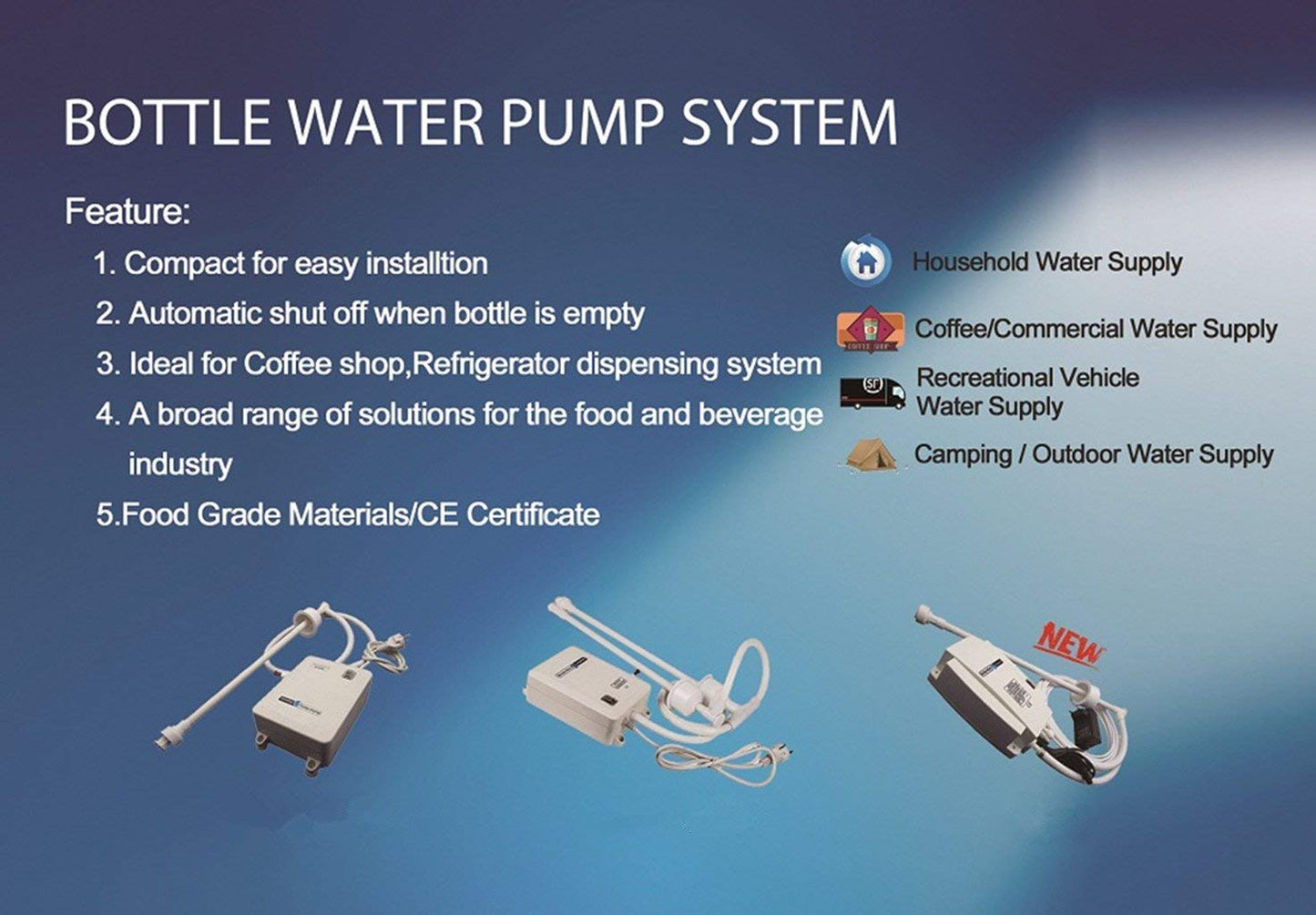TDRFORCE 5 Gallon Water Jug Dispenser Pump Automatic Bottled Water Dispensing Pump System Machine Drinking Water Pump 5 Gallon Fridge Ice Maker Water Dispenser Pump