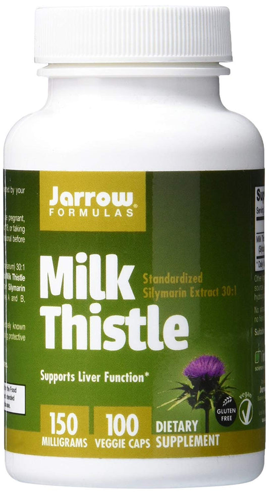 Jarrow Formulas Milk Thistle 150 mg With 30:1 Standardized Silymarin Extract, Dietary Supplement for Liver Function Support, 100 Veggie Capsules, 33-100 Day Supply
