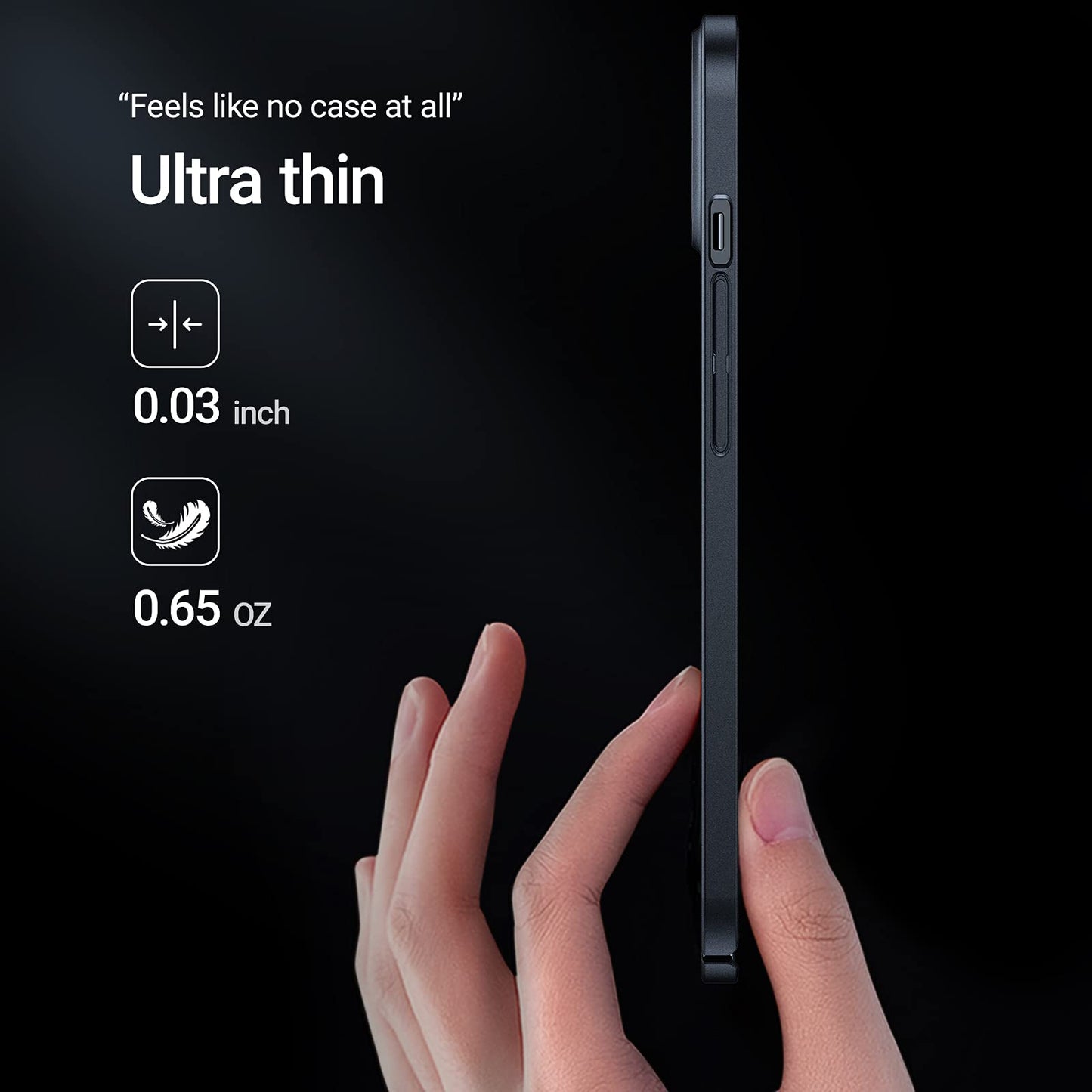 TORRAS Slim Fit for iPhone 13 Pro Max Case, Ultra-Thin 13 Pro Max Case Black, Lightweight Hard PC Cover with Secure Grip Phone Cases for iPhone 13 Pro Max Phone Case 6.7 inch, Space Black