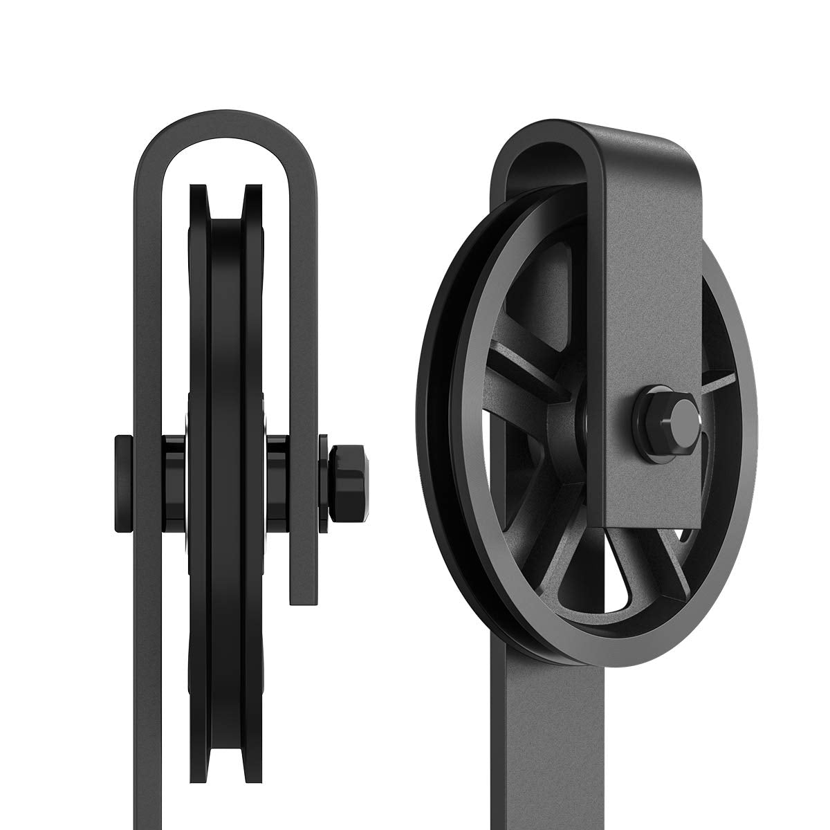 SMARTSTANDARD Sliding Barn Door Hardware Hangers 2pcs (Black) (Big Wheel Hangers)