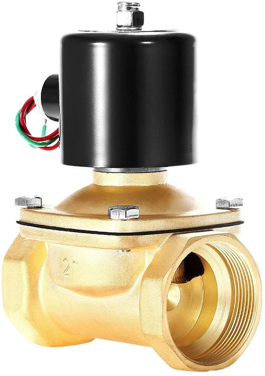 BACOENG Brass Electric Solenoid Valve 2" AC110V (NPT, Normally Closed)