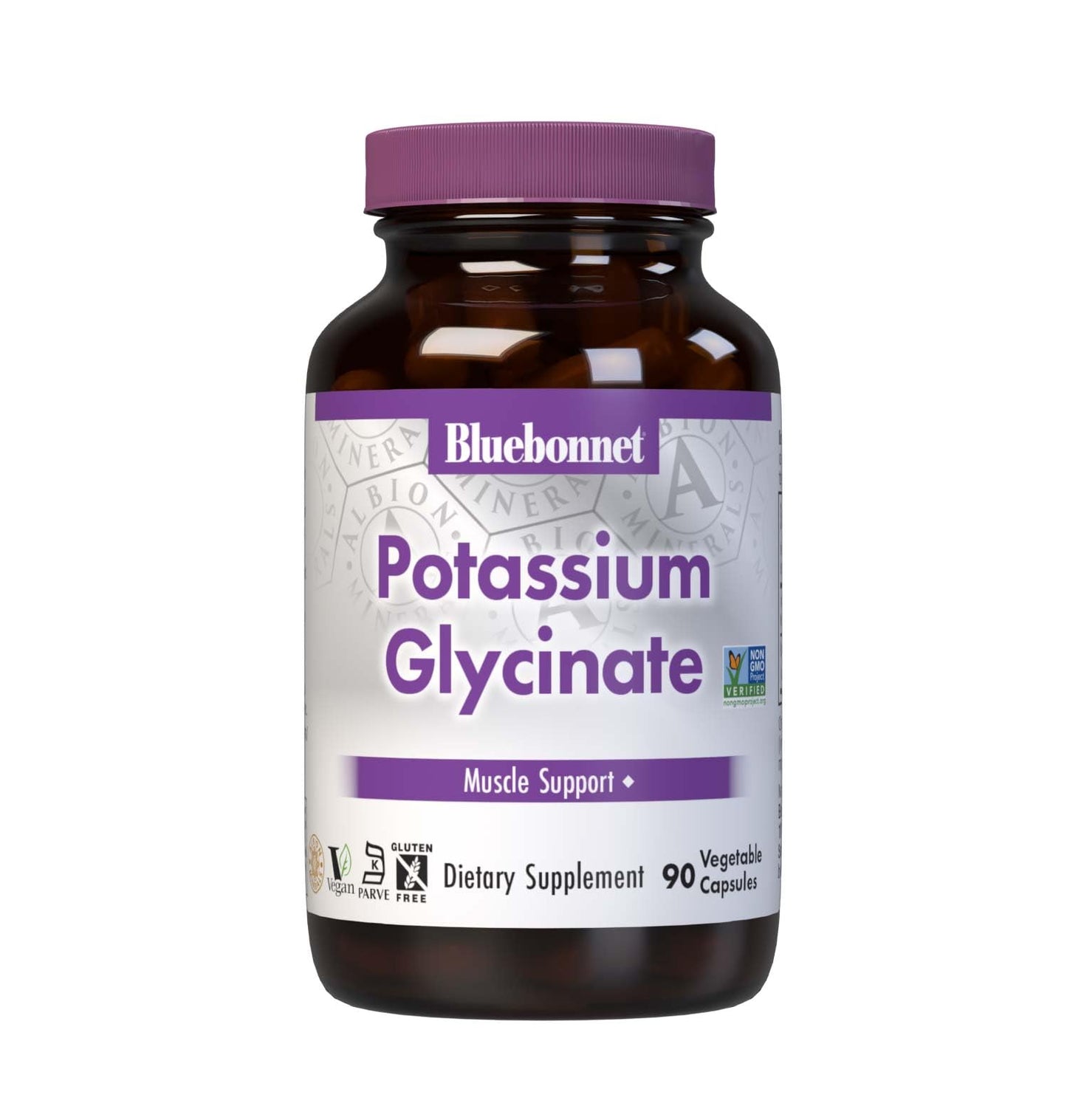 BlueBonnet Albion Potassium Glycinate Vegetarian Capsules, 99 mg, 90 Count