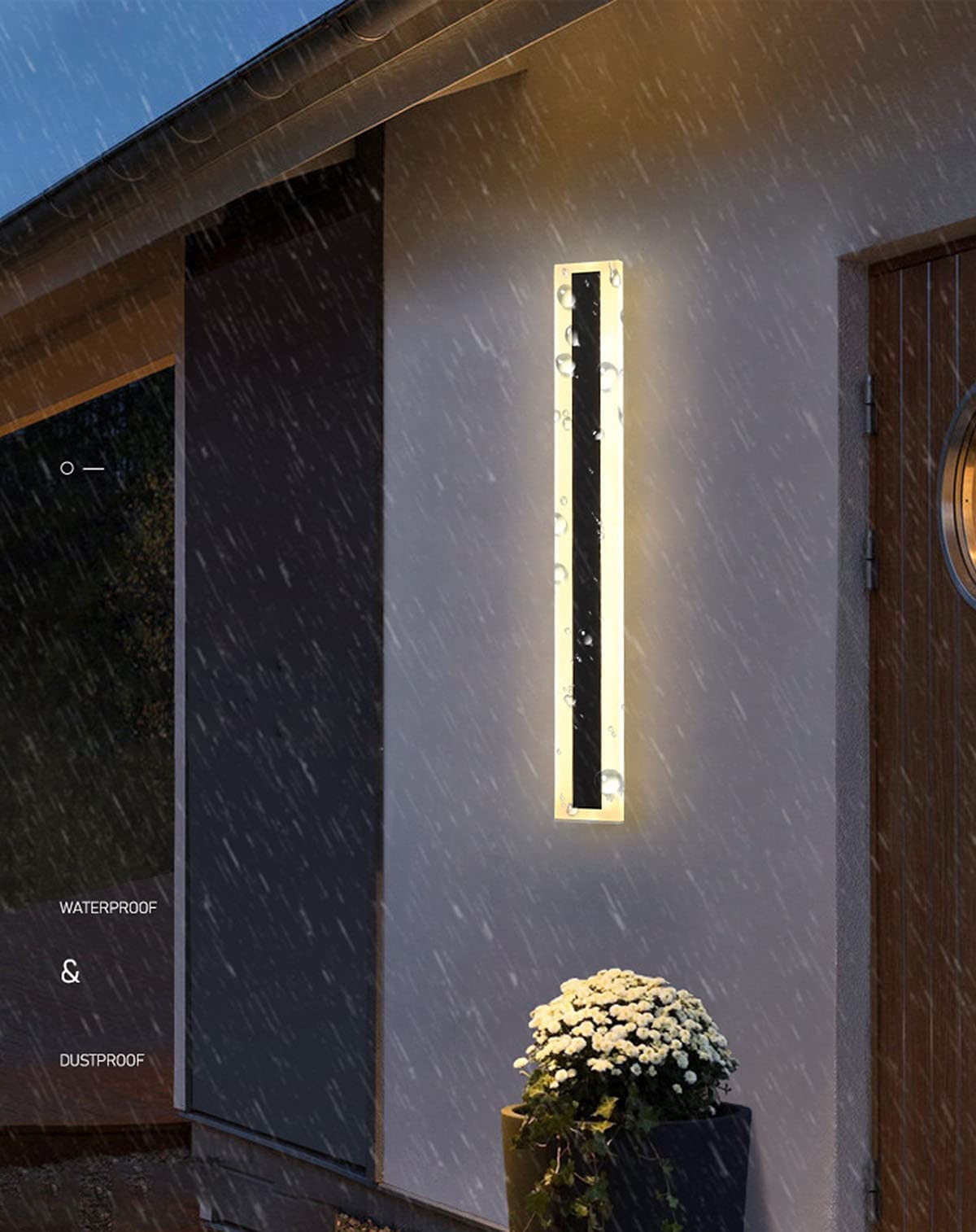 Aidenkid Long Wall Lamp Modern LED Waterproof IP65 Outdoor Wall Mount Lighting Fixture Garden Porch Sconce Lantern Sconces Luminaire/Bedroom Bedside Licht (Dimmable, 24inch)