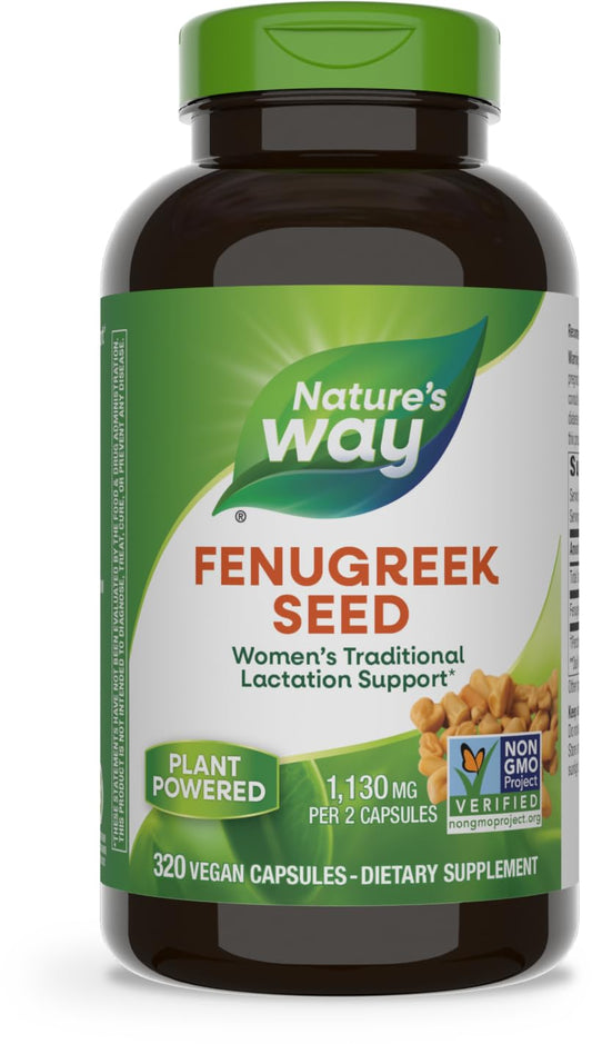 Nature's Way Fenugreek Seed, Traditional Lactation/Breastfeeding Support*, Non-GMO Project Verified, Vegan, 320 Capsules (Packaging May Vary)