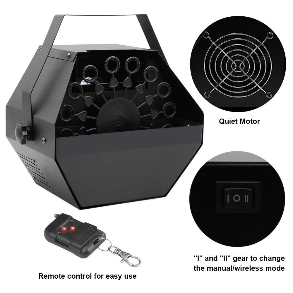 ATDAWN Metal Portable Bubbles Machine, Professional Automatic Bubble Maker with High Output for Outdoor/Indoor Use, Wireless Remote Control (Black)