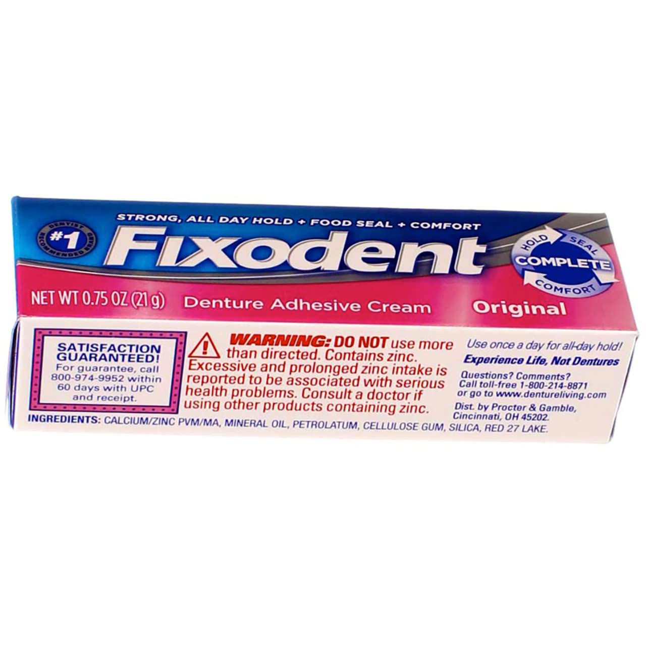 Fixodent Denture Adhesive Cream Original, Multi, 0.75 Oz, Pack of 4