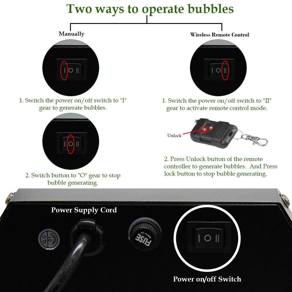 ATDAWN Metal Portable Bubbles Machine, Professional Automatic Bubble Maker with High Output for Outdoor/Indoor Use, Wireless Remote Control (Black)