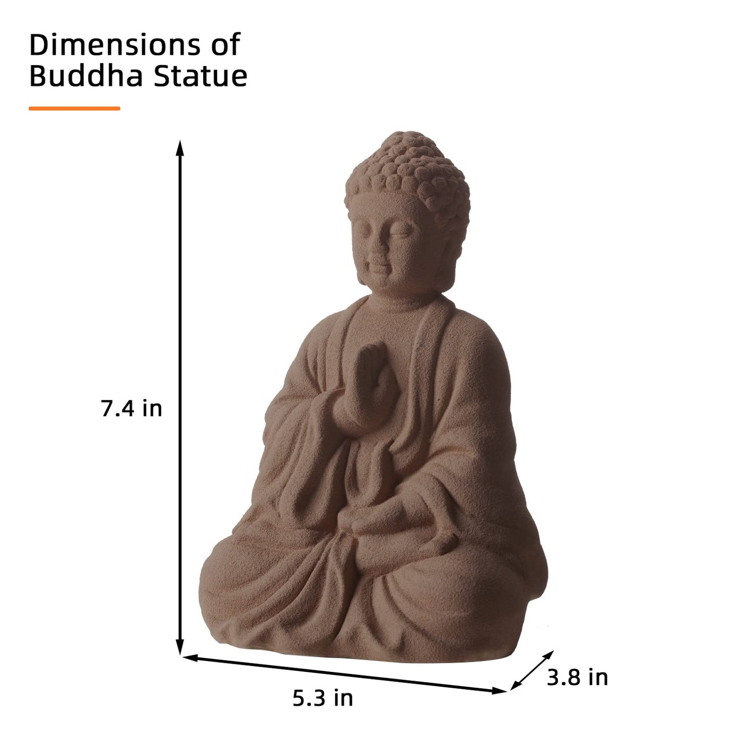 Lxmons Ceramic Buddha Statue for Home Decor, Smile Seated Buddha with Sand Blasting Surface for Meditation Altar Table, Spiritual Living Room Sculpture, Yoga, Outdoor Zen Garden, East Asian Décor